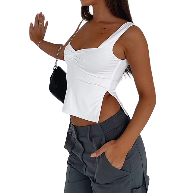 Maddie Ruched Split Crop Top