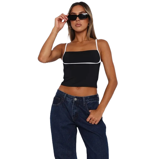 Katie Contrast Strap Crop Top